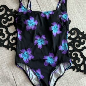 Croft & Barrow Kids One Piece Black with Purple Floral